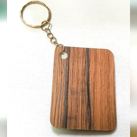 NEW Handcrafted Keychain Bag Tag! Italian Wood SD5. "I LOVE My Bag!" Wood Heart. - Picture 2 of 6